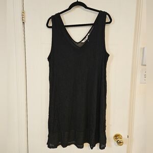 La Vie En Rose Aqua Womens XXL black Dress Swimsuit Cover Up Unworn V Neck